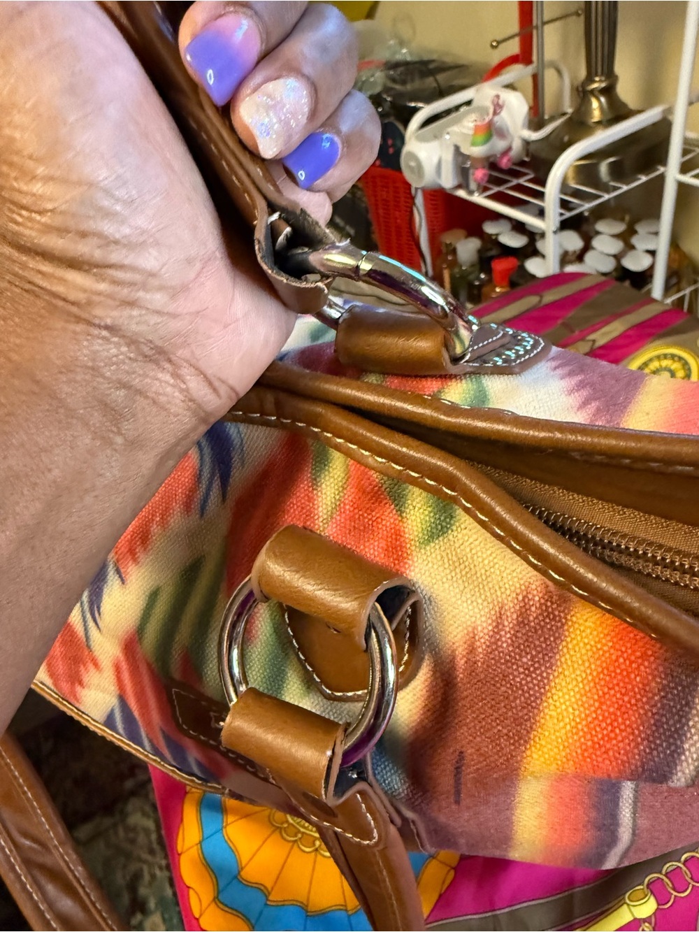 Montana West Southwestern Canvas Tote Bag | Aztec Print | Studded Shoulder Purse - Picture 11 of 15